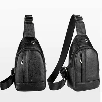 

Luxury Men Bag Leather Chest Cycle Sling Pack Satchel Shoulder Bag Purse Business Messenger Shoulder Bag SUB Charging Bag