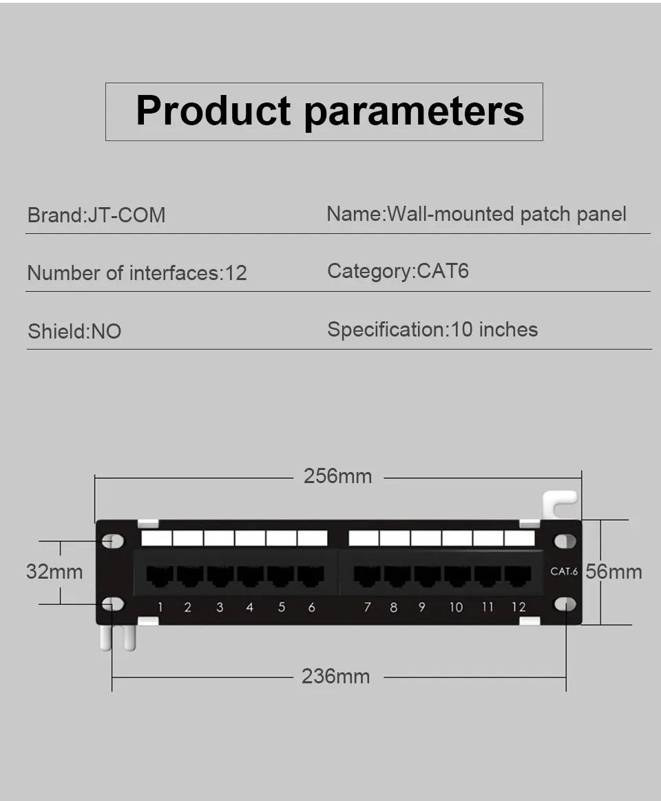 CAT6 12 Port RJ45 Patch Panel UTP LAN Network Adapter Cable Connector RJ45 Networking Wall Mount Rack lan cable tracer