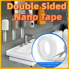 Pegatinas de pared resistentes al calor reutilizables, cinta de decoración del hogar, transparente, doble cara, Nano