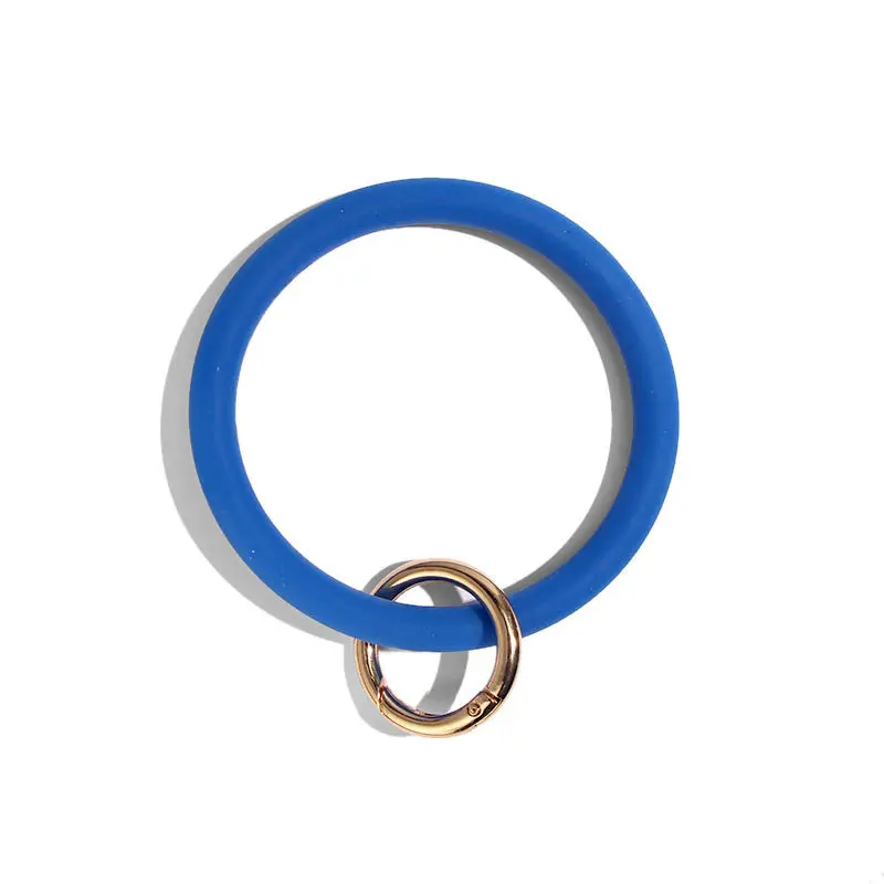 Горячая большой o-образный силиконовый петля наручные брелок с золотой застежкой круглый ключ ремешок аксессуары оптом - Цвет: dark blue