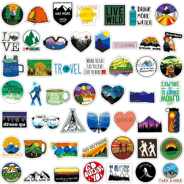 10/50/100PCS Outdoor Explore Mountain Climbing Stickers Laptop Guitar Luggage Waterproof Graffiti Sticker Decal Kid Classic Toys 6