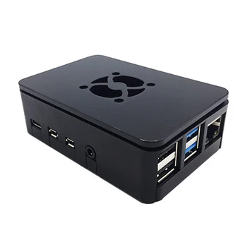 

Shelf Universal Cover Durable ABS Protective Case Housing Enclosure Anti Scratch Support Cooling Fan Black For Raspberry Pi 4B