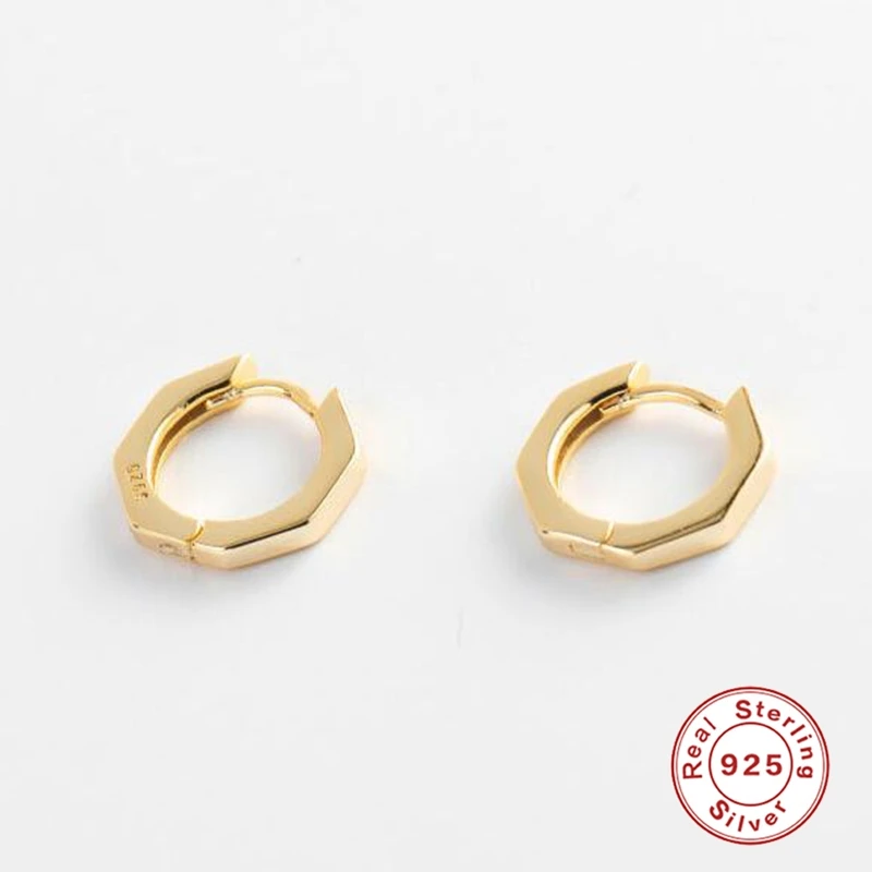 gold Romad корейские глянцевые серьги для девушек индивидуальные простые круглые серьги для женщин 925 пробы серебряные серьги подарок - Metal Color: gold