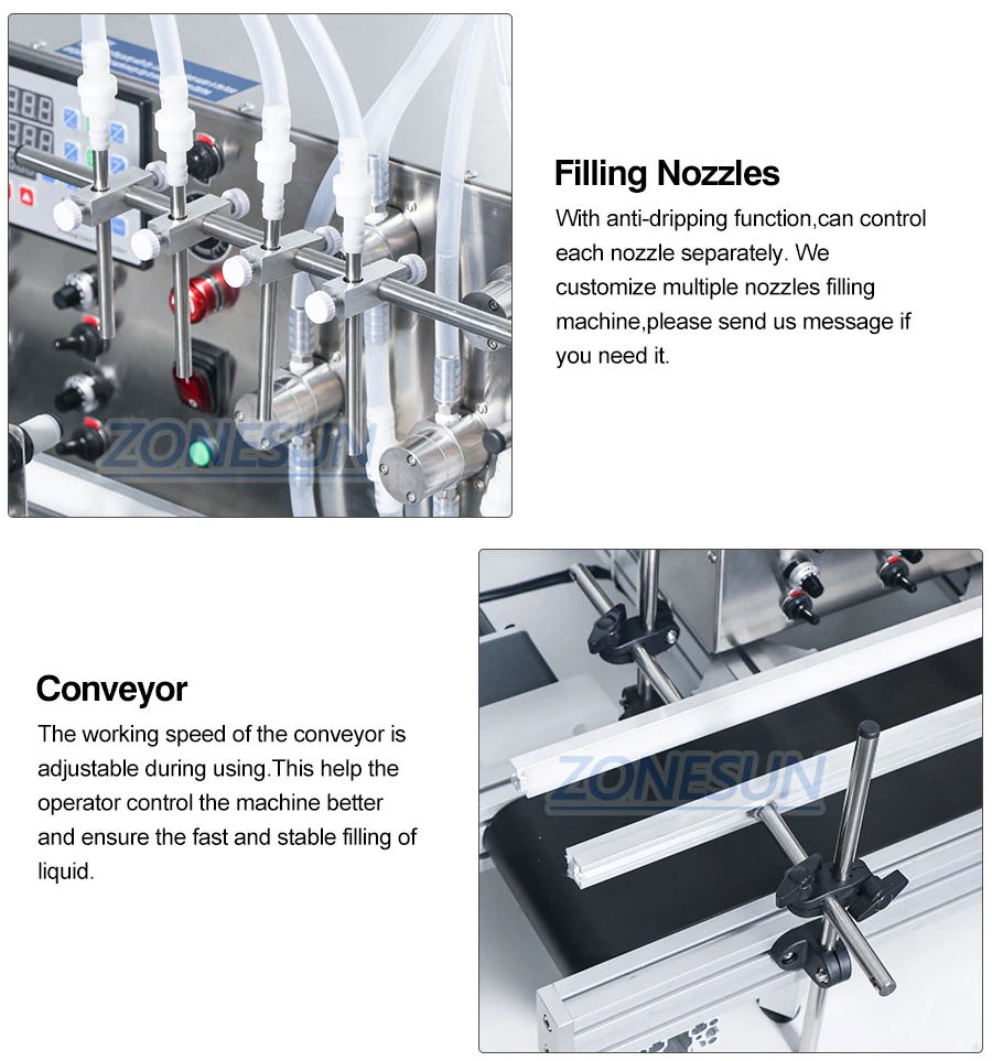 ZONESUN 4 Nozzles Automatic Magnetic Pump Liquid Filling Machine