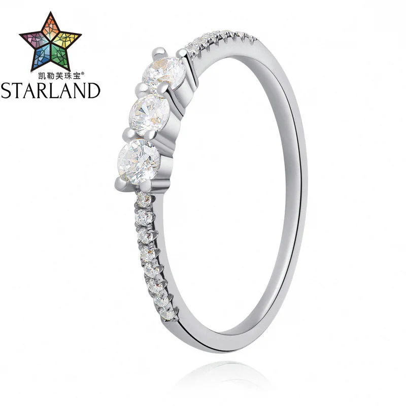 Starland, новинка, розовое золото, офисный стиль, 3 камня, кольцо, 925 пробы, серебро, прозрачный CZ, женские свадебные кольца, хорошее ювелирное изделие, подарок