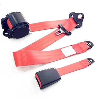 

1 PCS Red Universal Retractable Seat Belt 3 Point Auto Car Lap Adjustable Bel