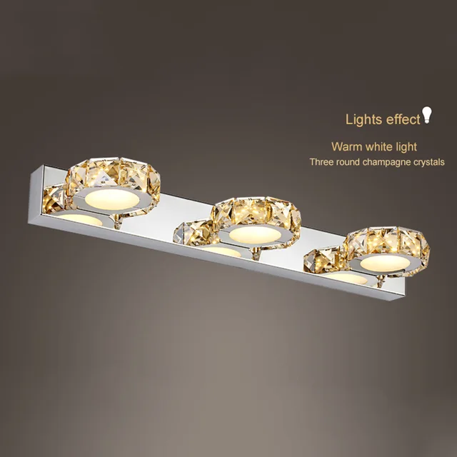 $US $33.98  zerouno led vanity light bathroom mirror light makeup lamp k9 crystal transparent champagne mounted