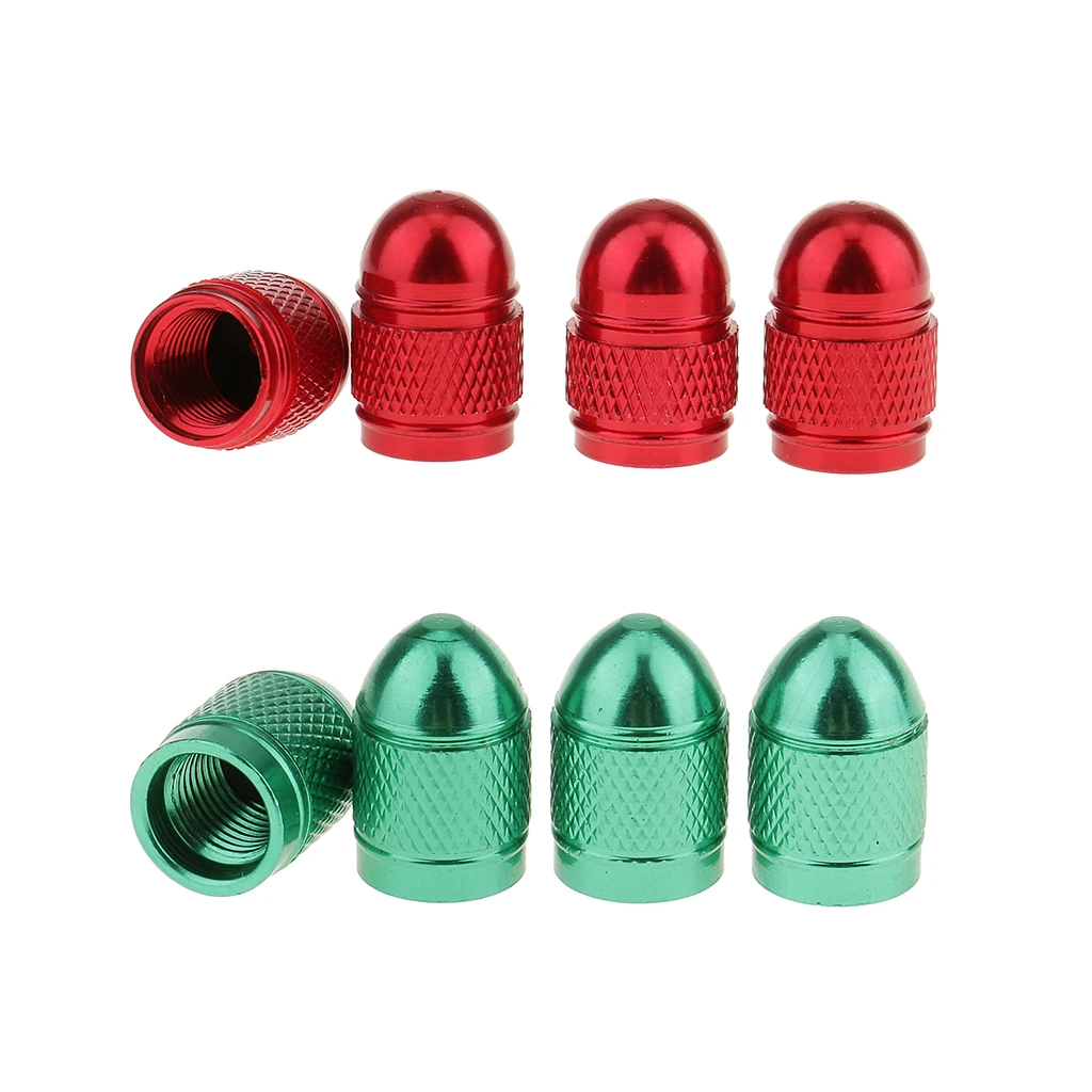 8pcs Red Green Car Wheel Tire Valve Stem Dust Cap Cover Rust Proof