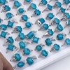 New bulk lots 25pcs mixed designs Prismatic Heart-shaped Circular blue stone zinc alloy womens rings fashion jewelry ring 4