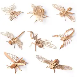 3D деревянная Бабочка модель насекомого головоломки DIY сборки ремесла украшения стола Развивающие детские игрушки