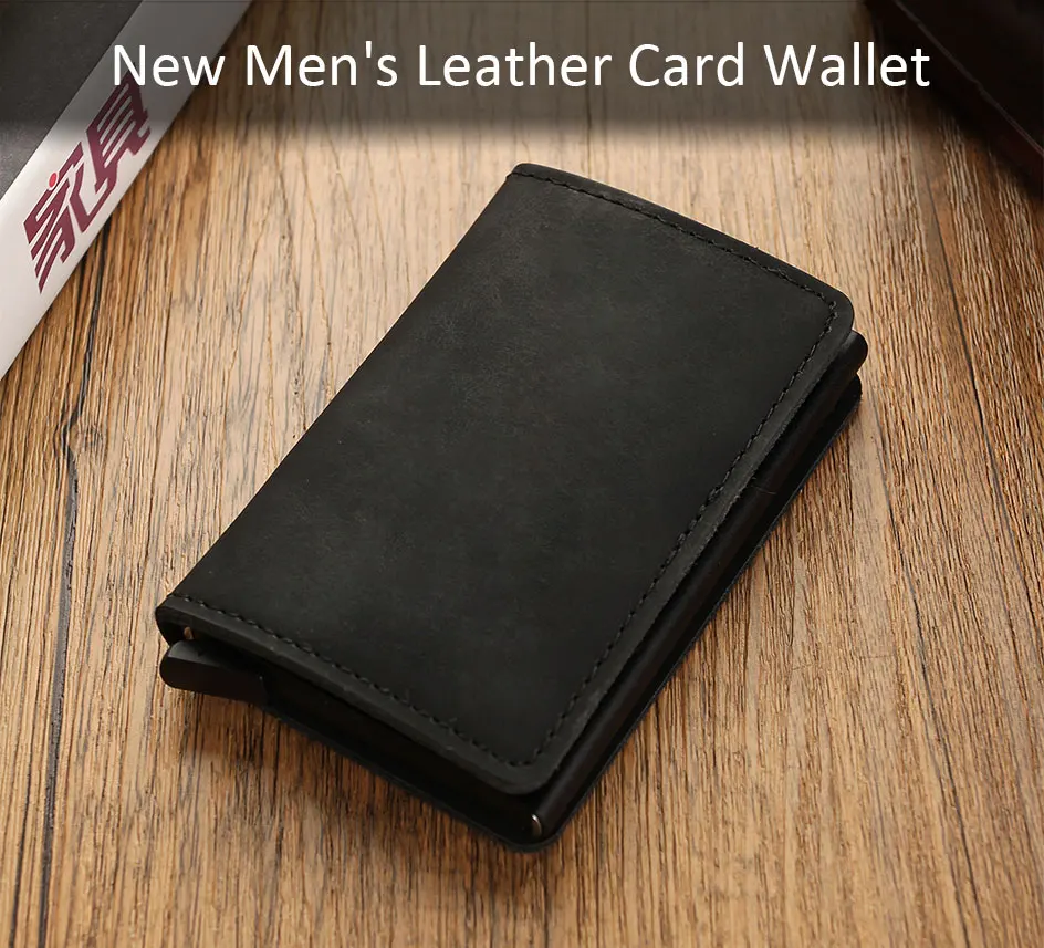 DIENQI роскошный кожаный мини всплывающий Rfid кошелек для мужчин, сумка для денег, тонкий держатель для карт, волшебный кошелек, короткий кошелек, маленький мужской кошелек