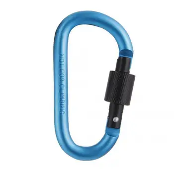 

2x ALUMIUNUM CARABINER D-RING SCREW LOCKING HOOK BUCKLE OUTDOOT KEYCHIN KEY RING Blue
