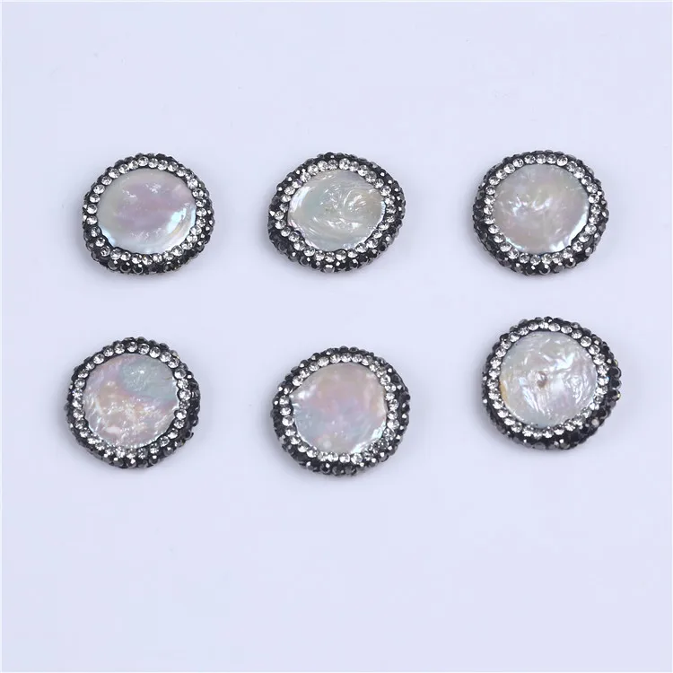 hot sale coin freshwater pearl loose big paved crystal pearl bead