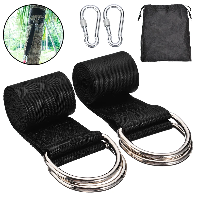 

Heavy Duty Rope Belt Carabiner Easy Installation Hammock Swing Tree Hanging Straps Camping Hiking Hooks Hardware Tools