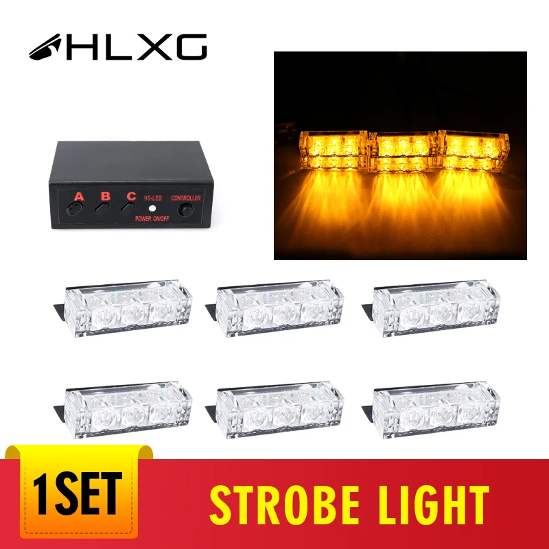 1 Set 18 LED Strobe Dash Emergency Flashing Warning Lights Yellow Amber Roof Light For 12V Car Truck SUV Vans Caution Lamp hlxg |