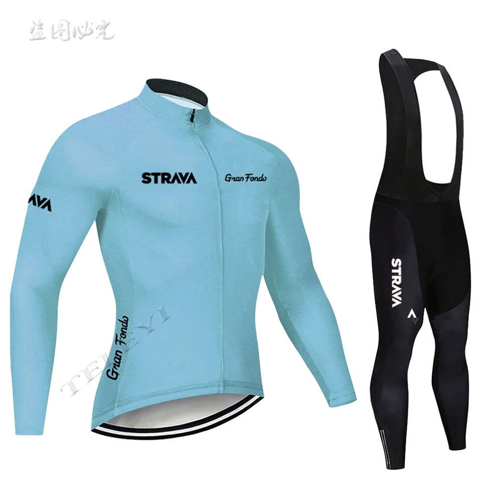 

2019 STRAVA Pro Long Sleeve Spring Cycling Jerseys Set Bike Clothing Uniform Racing Bicycle Clothes Wear Maillot Ropa Ciclismo