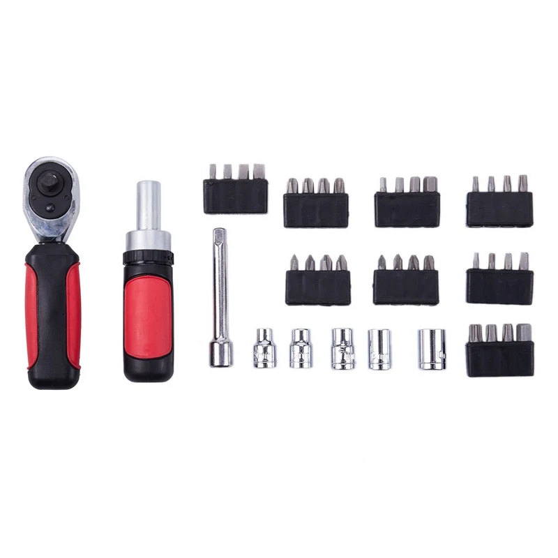 

40Pc Short Handle Tool Set Ratchet Wrench Socket Wrench Screwdriver Car Repair Manual Combination Wrench