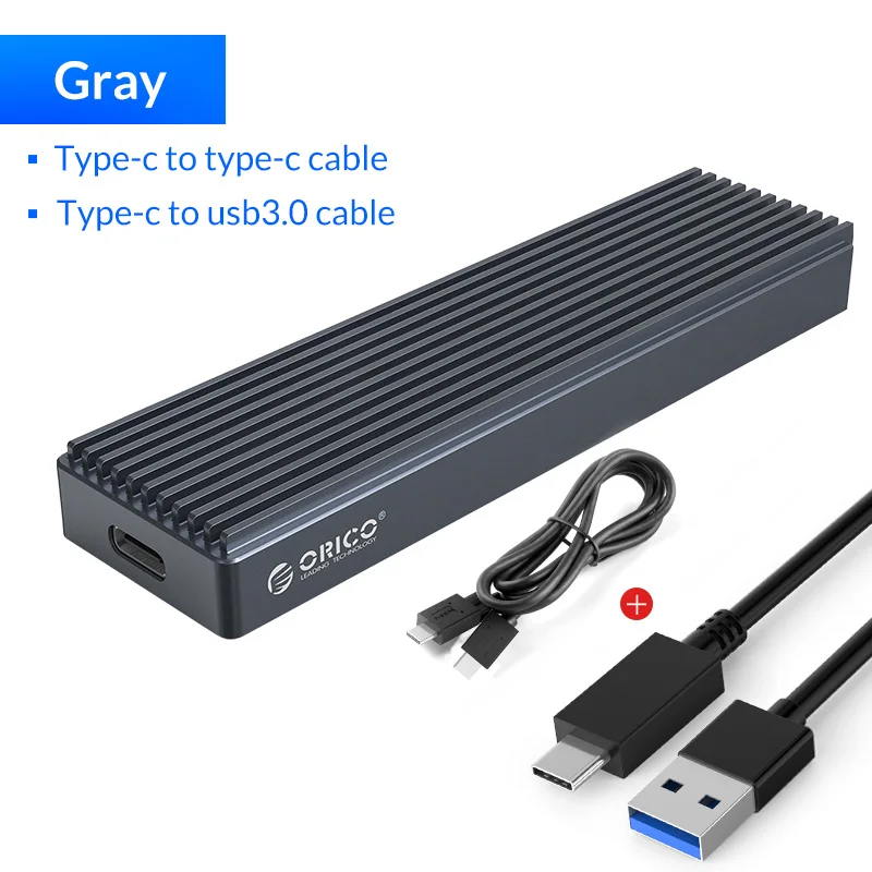 Gray Чехол ORICO M2 NVME SSD для NVME PCIE M Key M+ B Key SSD диск USB C 10 Гбит/с Корпус жесткого диска M.2 SSD коробка с кабелем type C-C - Цвет: Gray