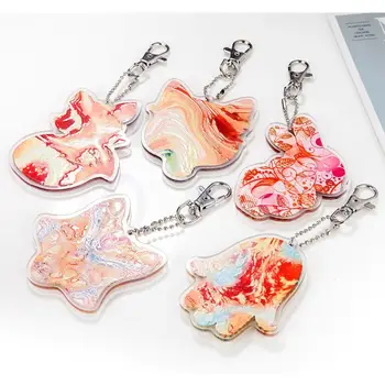 

Handmade 5D Mosaics Keychains Diamond Painting Pendant Kits DIY Full Drill Diamond Painting Key Ring Gift Bags Decor