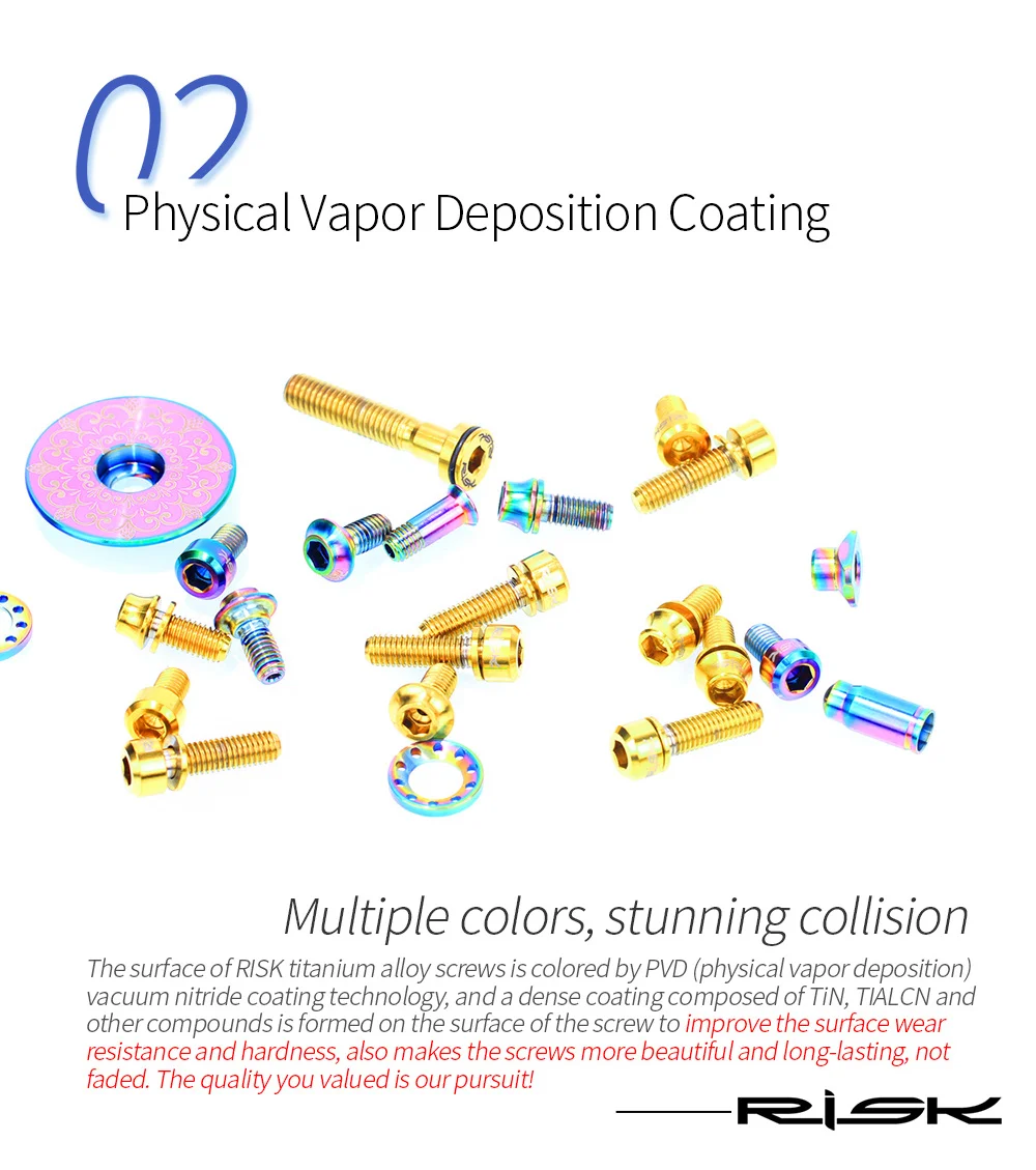 RISK RT017, крепежные болты из титанового сплава, набор винтов для общего дорожного велосипеда, передний задний переключатель тормозных колодок, фиксация стволовых колпачков