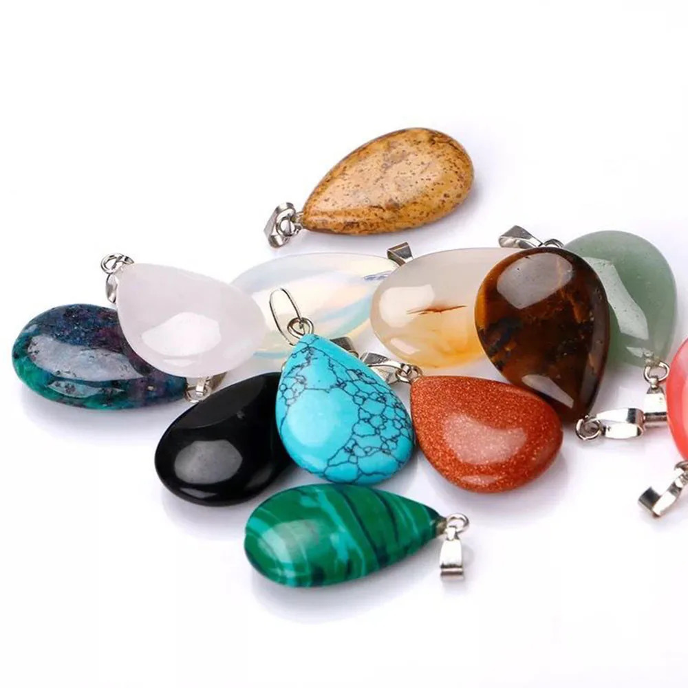

Wholesale 50pcs/lot 2020 Trendy Hot Sell Natural Stone Water Drop Shape Pendants Charms For Necklaces Making High Quality
