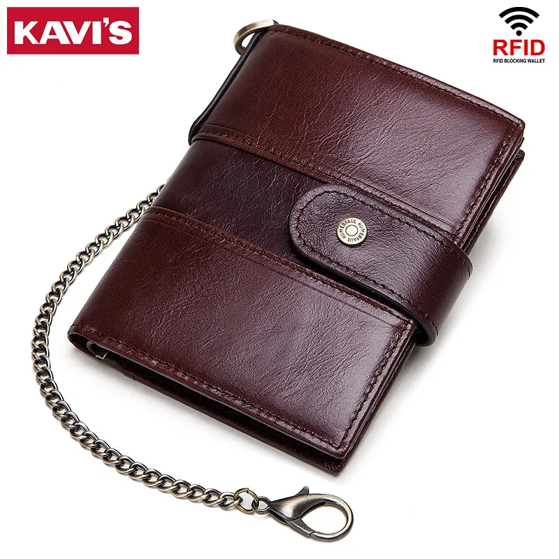Кошелек KAVIS Rfid из натуральной кожи мужской кошелек портфель маленький держатель