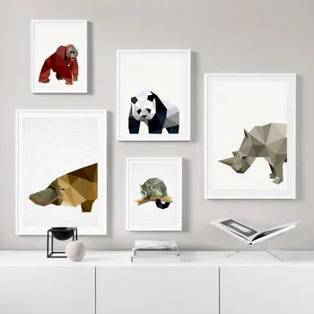 

Low Poly Orangutan Panda Platypus Possum Rhinoceros Animal Poster Canvas Print Wall Pictures for Living Room No Frame