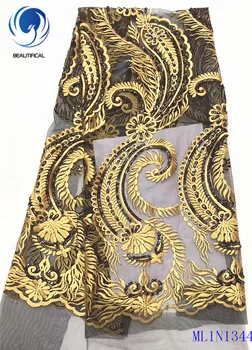 

Beautifical african lace fabrics net lace with sequins New embroidery elegant pattern french lace sequins for women ML1N1344