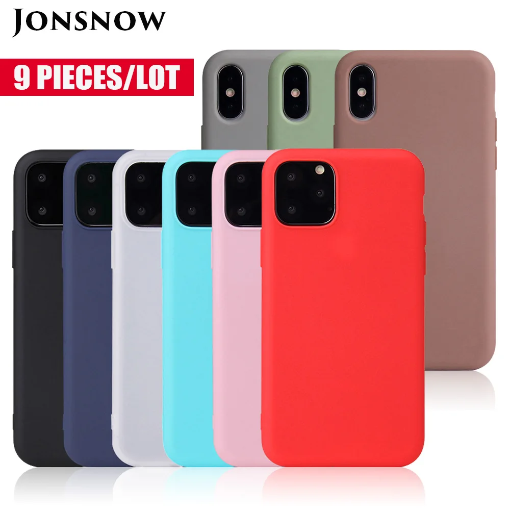 9 шт./лот, однотонный матовый чехол для iPhone 11, XR, XS Max, мягкий силиконовый чехол для iPhone 6S, 7, 8+, 5S, карамельный цвет, гелевая задняя крышка