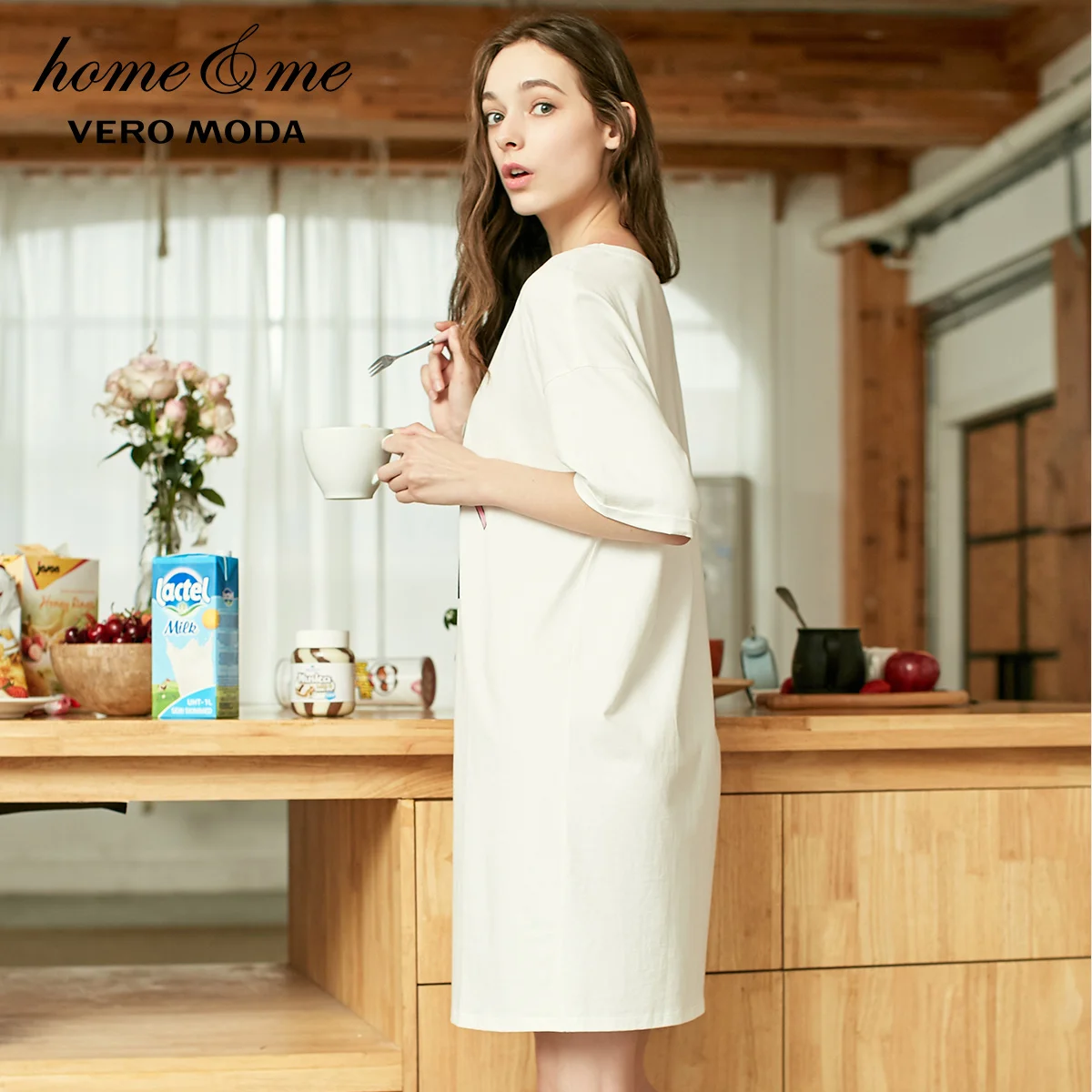 Vero Moda New Ins Style Women's 100% Cotton Letter Print Paillette T-shirt Dress | 319161524