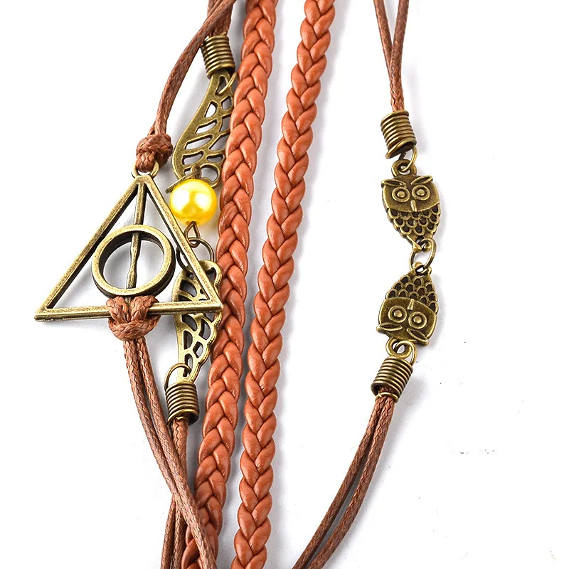 Популярные ювелирные изделия Гарри Поттер «Дары смерти» ручной браслет Крылья Ангела кожаный ремешок браслет модный браслет