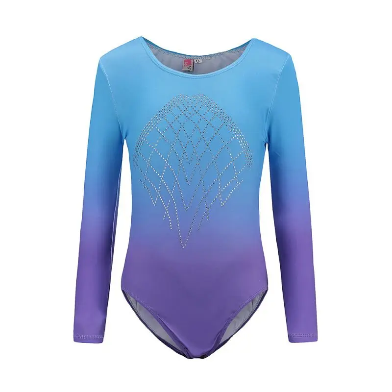 

Long sleeve Shoulder Diamond Bright Spotted Body Suit gradient color Ballet Gymnastics Dance Practice Clothes European American