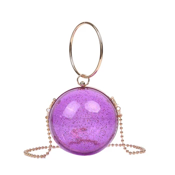 

Fashion Summer Ball Shape Chain Crossbody Shoulder Bags Women Creativity Transparent Lipstick Handbags With Metal Handle Female