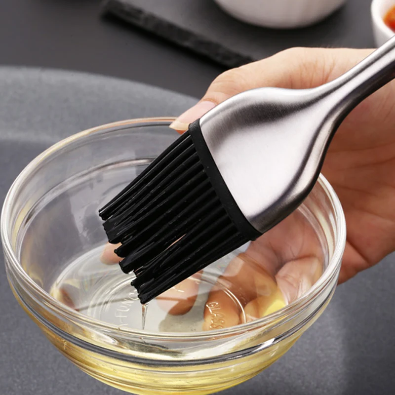 1Pc Silicone Basting Brush BBQ Grill Oil Sauce Brush Stainless Steel Handle Pastry Brush Butter Bread Baking Kitchen Accessories (10)