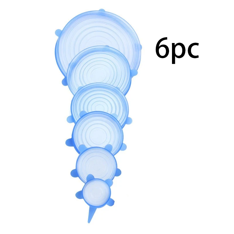 6 pc blue 6 шт./компл. многоразовые Еда упаковочный чехол силиконовый Еда сохраняющий свежесть запечатывания Кепки вакуумный стрейч Кепки упаковка Кухня силиконовые Cove - Цвет: 6 pc blue