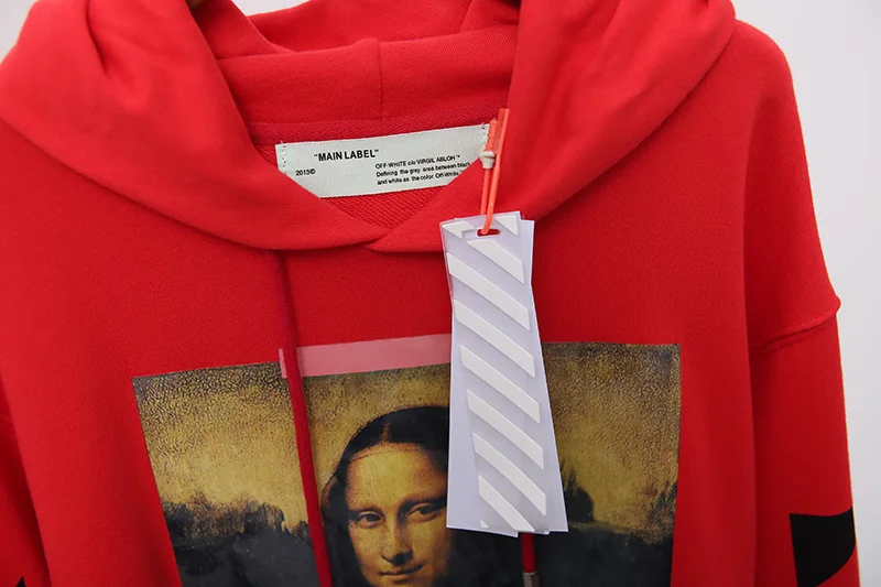 19SS OFF-WHITE OW Mona Lisa толстовка мужская пара махровое Худи супер Высококачественная Толстовка