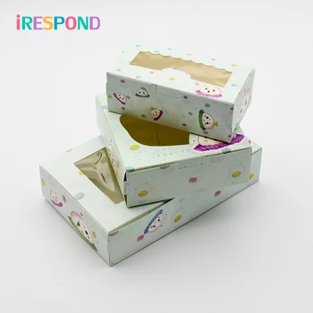 

10PCS Cup Cake Boxes And Packaging Cartoon Wedding Gift Box For Candy Cookies Birthday Present Gift Cake Box Window Cardboard