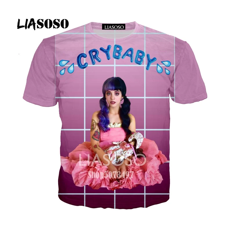 LIASOSO New 3D Color Printing Singer Melanie Martinez Women Men T-shirt Casusl Fashion Summer O-Neck Short sleeve - Цвет: Золотой