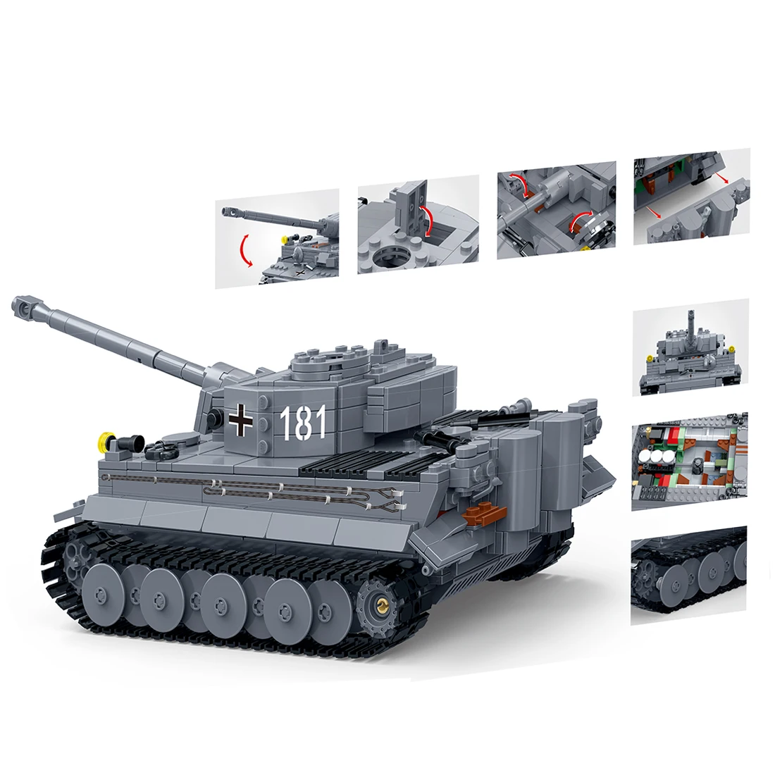 1010 шт. 1:28 Танк тигра DIY маленькие частицы строительный блок модель военный автомобиль строительный комплект для строительных блоков бренды