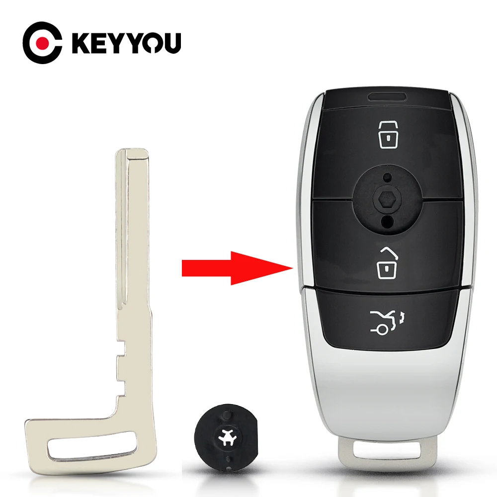 

Сменный ключ KEYYOU для умного ключа без надписей, необработанное лезвие, лопасть для Mercedes Benz 2017 E Class W213 2018 S, необработанное лезвие ключа