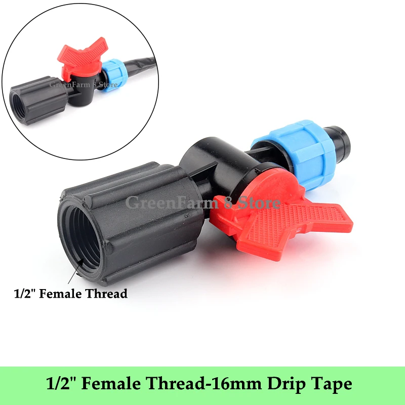 Drip Tape Valve Micro Irrigation System Connector 2~50pcs 1/2" Female/Male Thread 16mm for Greenhouse Watering 16mm Tube Use drip irrigation system