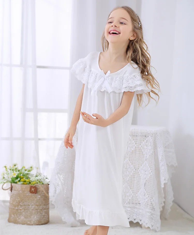 Girls Sleepwear Pajamas Dress Short Sleeve Princess Pajamas Night