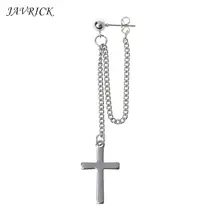 JAVRICK титана стали корейский Bangtang мальчиков крест лист кулон двойной цепи серьги