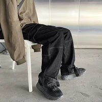 Męskie jeansy szerokie nogawki spodnie denimowe luźne proste workowate męskie jeansy Streetwear hip-hopowe spodnie na co dzień deskorolka S-5XL neutralne spodnie 4