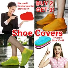 Thicken Shoes Cover Rain Waterproof Rainy Day Unisex Anti-slip Reusable Latex Shoe Covers Rain Boots Overshoes Prot Size 30-47