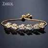 ZAKOL High Quality White Cubic Zirconia Leaf Adjustable Bracelets For Women Fashion Bridal Wedding Party Jewelry FSBP2159 ► Photo 3/6