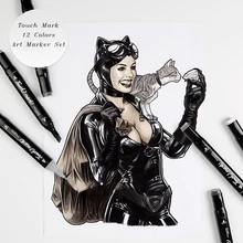 Сенсорная Марка спокойные цвета художественные Маркеры Ручка креативная 12 цветов Студенческая Базовая двойная головка эскиз кисть для рисования канцелярские принадлежности