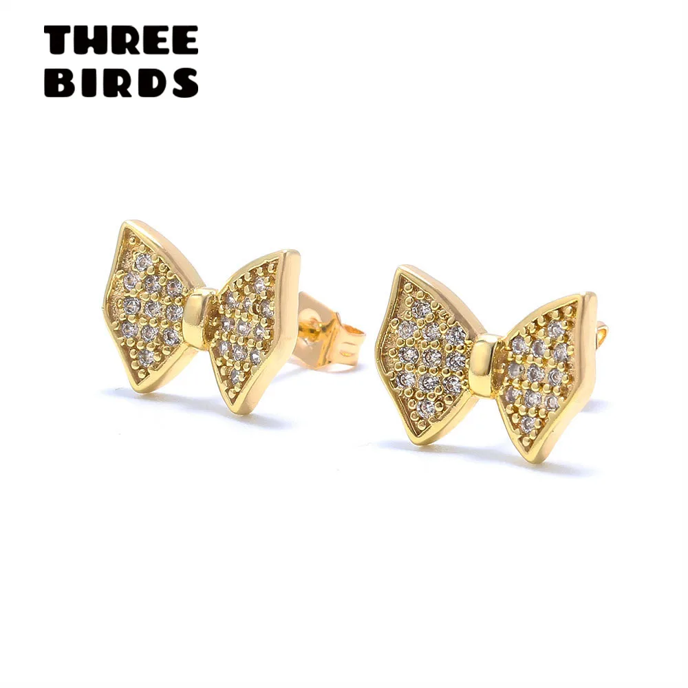 

Tiny Trendy Cubic Zirconia Gold Bow Stud Earrings Luxury Band Design Classics Earrings For Women And Girls Fashion Jewelry 2019