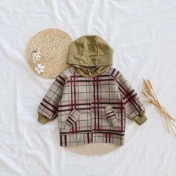 

2019 Winter Casual Plaid Jacket For Girls Fashion Long Sleeve Childrens' Jacket High Quality Kids Jacket