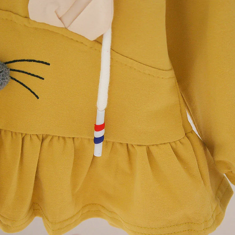Осенний свитер для малышей; одежда для маленьких девочек; толстовка с капюшоном и рисунком животных; Верхняя одежда с длинными рукавами; хлопковый топ; футболка
